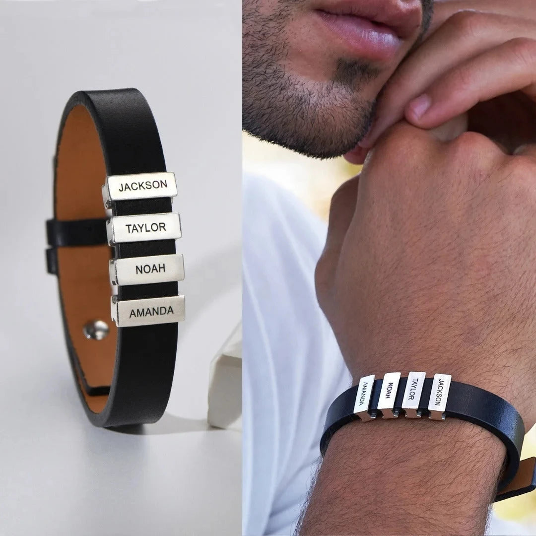 Pulseira de Couro Dia Dos Pais - Gravação a laser