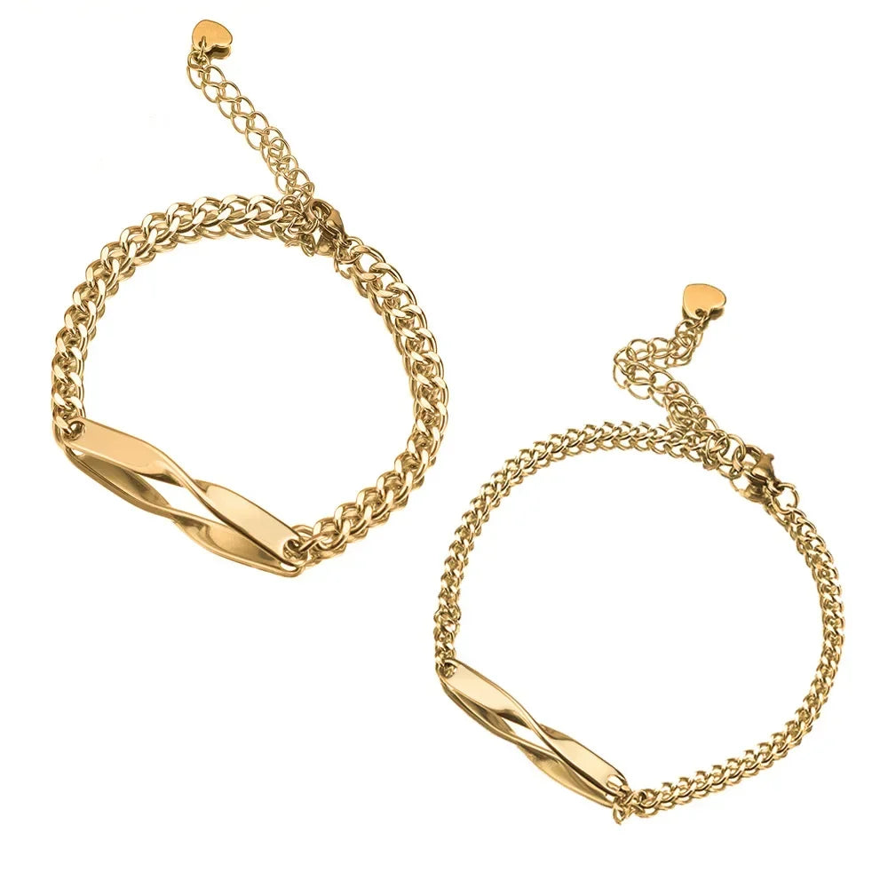 Pulseiras de Casal Personalizadas – Amor em Aço Inoxidável