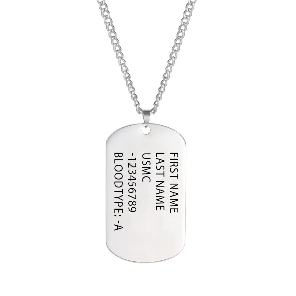 Corrente Placa Identificação Exército Dog Tag Aço Inox