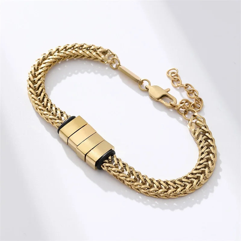 Bracelete Feminino em Aço Inoxidável – Preto, Prata ou Dourado