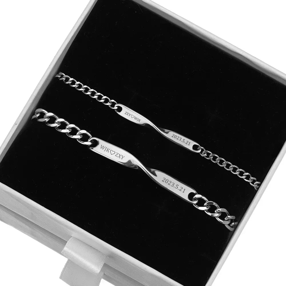 Pulseiras de Casal Personalizadas – Amor em Aço Inoxidável