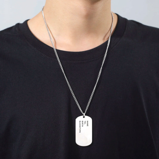Corrente Placa Identificação Exército Dog Tag Aço Inox