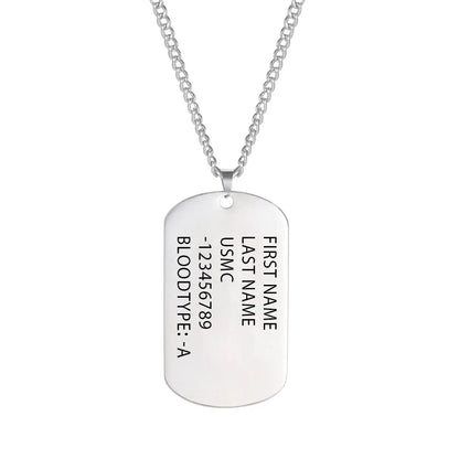 Corrente Placa Identificação Exército Dog Tag Aço Inox